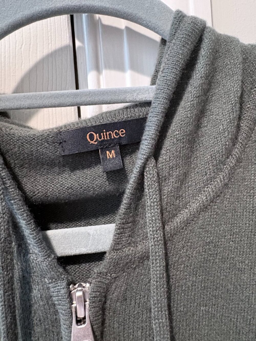 Quince Mongolian Cashmere Full-Zip Hoodie Jacket - Moss Green M - Picture 3 of 4